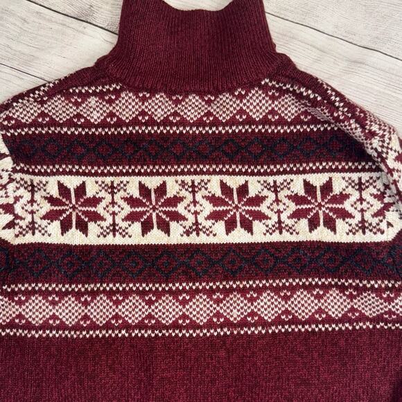 VINTAGE Men's Deep Red and White Arctic Full Zip Sweater Size Small - Picture 7 of 7